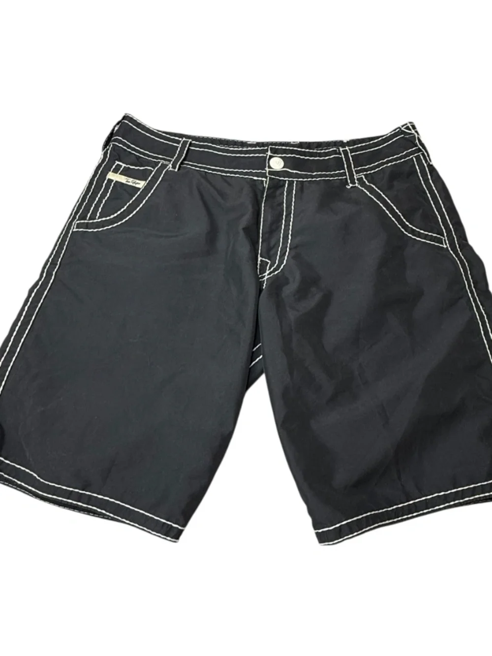 True Religion Men’s Black Swim Trunks White Stitching